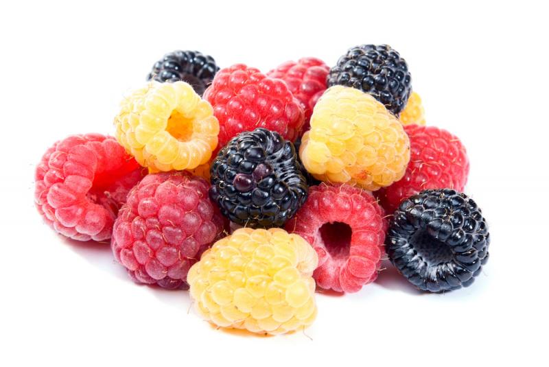 Red, white, and black raspberries