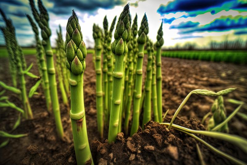 Asparagus Shoots Growing