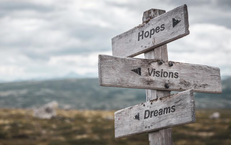Hopes, visions, and dreams signpost