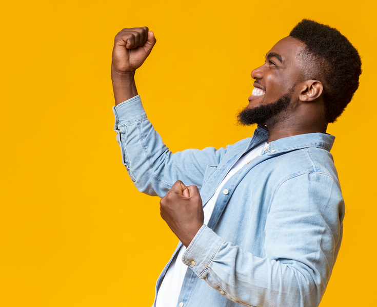 Winner posture black man